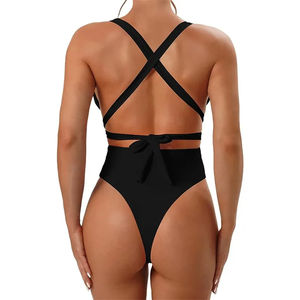Logotipo personalizado de fábrica Nuevo diseño 2024 Traje de baño de una pieza de corte alto para mujer Tamaño personalizado Traje de baño de playa al por mayor - Product Image 2