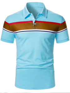 Polo para Hombre, Camisa de Manga Corta con Solapa, Informal, Deportiva, con Botones, Bloque de Color Básico, Ropa de Verano - Product Image 4