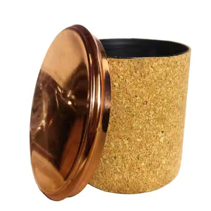 Tarro de vela de Cuero de corcho con tapa de oro rosa tarro de vela de corcho con tapa - Product Image 5