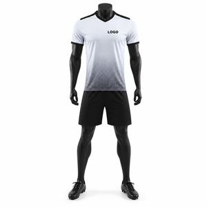 Uniforme de Fútbol Personalizado Blanco y Negro, Conjunto de Camiseta y Pantalones Cortos de Fútbol de Poliéster Transpirable, Ropa Deportiva de Secado Rápido para Hombre - Product Image 1