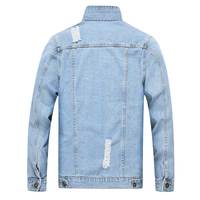 Veste en jean déchirée et vieillie pour homme, style streetwear gothique, avec motif léopard, design crop top, bleu clair, vêtement d'extérieur décontracté, ornée de diamants