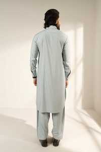 Conjunto de cuello mandarín pakistaní Shalwar Kameez para hombre, apertura de botón, longitud larga, de talla grande, transpirable, de poliéster/algodón - Product Image 3