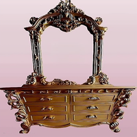 Coiffeuse en bois de style victorien avec sculptures ornées Meuble sous-vasque de qualité supérieure avec grand miroir et plusieurs tiroirs