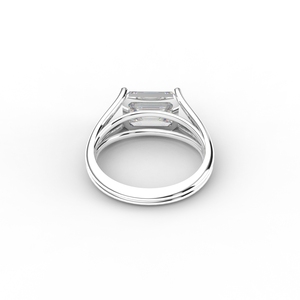 IGI Certified Emerald Cut Lab Grown Diamond Solitaire Engagement <b>Ring</b> in Solid 925 Sterling Silver <b>Split</b> Shank Design - Product Image 3