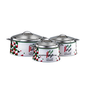 Pot en métal dernière tendance pour Emirates Ensemble de trois casseroles à double paroi Forme ronde Fantaisie nouveau chauffe-aliments en métal - Product Image 1