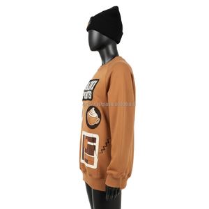 Sweat-shirt en molleton de coton 320 GSM pour femmes en brun caramel avec des patchs de logo appliqués Design Sweat-shirts respirants pour femmes - Product Image 3