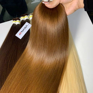 ผมต่อเวียดนามแท้ 100% คุณภาพสูง แบบ Super Double Drawn เย็บด้วยเครื่องจักรแบบ Double Weft สีน้ำตาล ขายส่งจำนวนมาก ปี 2025 สินค้าขายดี - Product Image 1