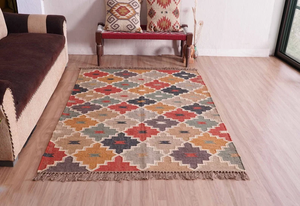 Handmade Luxury Wool Jute Runner <b>Rug</b> Modern Abstract & Geometric Pattern Washable <b>for</b> Home Living Room or Travel Use - Product Image 4