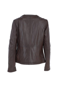 Chaqueta de Cuero Vacuno para Mujer, Invierno 2025, Corta, Ajustada, Estilo Motero, Lisa, Teñida, Tejida, Impermeable y Transpirable, Venta al Por Mayor - Product Image 5