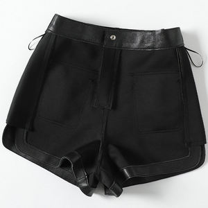 Pantalones cortos de cuero hechos a medida al por mayor para hombres y mujeres Pantalones cortos de cuero de moda de cuero genuino de color de nuevo diseño - Product Image 3