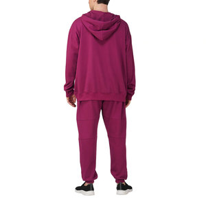 Conjunto de chándal de hombro caído de Jersey de color sólido para hombre con logotipo personalizable de color de contraste para cantidad a granel - Product Image 2