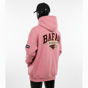 Sweat à capuche en molleton de coton 340 GSM, toucher doux, poids lourd, avec broderie en chenille, options de logo personnalisé, sweat à capuche basique - Product Image 4