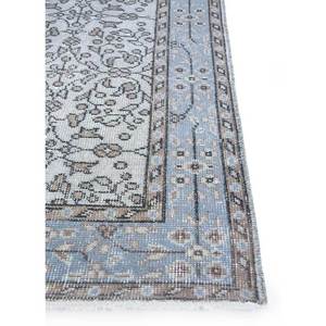 Alfombra de Lana Azul Vintage Anudada a Mano con Patrón Floral y Abstracto para Sala de Estar, Pasillo, Entrada y Dormitorio - Pae-1747 - Product Image 4