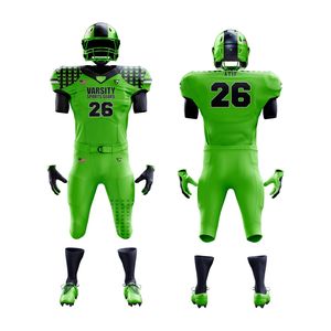 Uniforme de fútbol americano verde de alta calidad para hombres, pantalones de Jersey de equipo personalizados, aparejos transpirables, sarga, ropa deportiva personalizada - Product Image 1