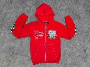 Sudadera con Capucha Personalizada, Chaqueta con Cremallera, Pedrería Brillante, Estampado Bordado Desteñido al Sol, Estilo Vintage Desgastado, Lavado Ácido, Diamantes de Imitación - Product Image 3