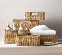 Panier à linge circulaire moderne HAPRO en jacinthe d'eau tressée, pliable et écologique, avec couvercle et doublure pour le rangement domestique