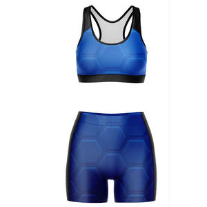 Conjunto Deportivo Sublimado con Estampado Digital Personalizado al por Mayor para Mujer, Shorts de Cintura Alta y Sujetador Deportivo, Conjunto de Gimnasio, Fitness, Yoga y Entrenamiento - Product Image 3