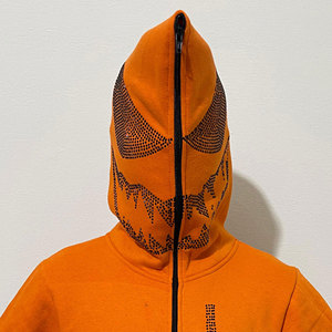 Vente en gros OEM sweats surdimensionnés en coton violet de haute qualité pour hommes sweats à capuche avec fermeture éclair complète pull impression numérique Streetwear - Product Image 6