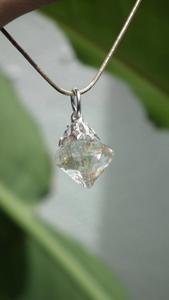 Collier de quartz brut de pétrole naturel, collier de chaîne en argent sterling 92.5, pierre précieuse brute naturelle non traitée, cristal - Product Image 2