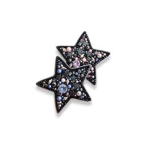 Étoile et lune Broches brodées à la main blanches Broches à la mode faites à la main Bullion Wire Beaded Fashion Brooch - Product Image 3