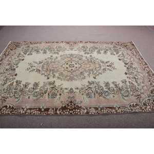 Vintage Large Rug, 5,5x8,7 ft Turkish Rug, <b>Brown</b> <b>Wool</b> Rug - Product Image 3