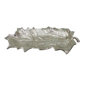 Vente chaude Vaisselle Traiteur Service Feuille Forme Plateau Thé Café Petit Déjeuner Plateau De Service Brillant Nickel Plaqué Finition - Product Image 1