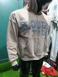 Sweat à capuche zippé en coton 100% de qualité supérieure, lavage à la pierre, respirant, surdimensionné, impression DTG pour hommes - Product Image 2