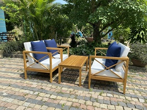 Modern Wooden Garden Sofa <b>Set</b> 2023 Outdoor Dining Furniture for Apartment Villa Living Room Courtyard Warehouse Hotel Home - Product Image 4