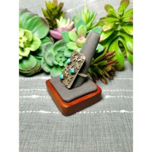 Scott Skeets High Grade Kingman Turquoise Platinum Sterling Silver <b>Adjustable</b> <b>Ring</b> Bezel Set Smooth Cut Boho for Everyday Wear - Product Image 3