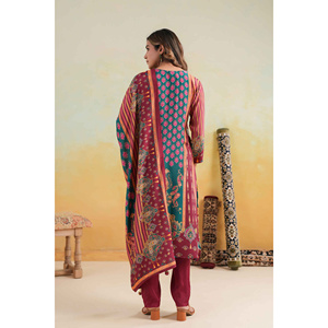 Conjunto de Kurta, Pantalón y Dupatta para Mujer Kavish Rang-e-Noor Color Granate - Product Image 6