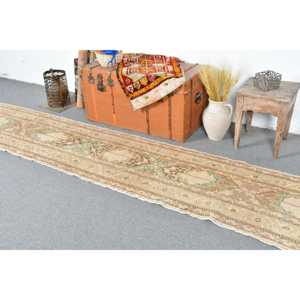 Alfombra Turca de 2.3x12.2 pies, Alfombra Vintage, Alfombra de Lana Marrón Ombré - Product Image 3