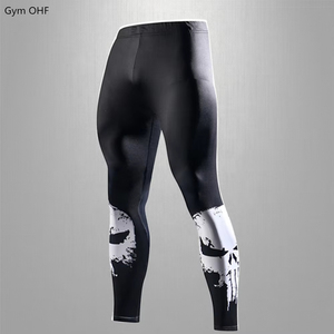 Collants de compression en coton pour hommes, leggings imprimés pour la musculation et la course, avec fermeture à la taille élastique - Product Image 2