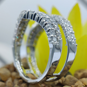 Luxury White Gold Color Boutique Bridal Wedding Jewelry Flawless Moissanite Diamond Engagement Band Ring - Product Image 6