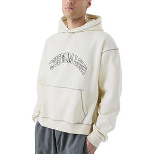 Sudadera con capucha de algodón ecológica de ajuste de gran tamaño teñida Lisa bordada para hombres chaqueta de moda estilo sudadera de lana cálida duradera - Product Image 1