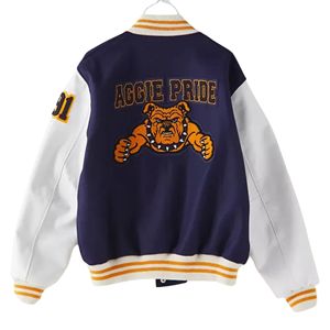 North Carolina A & T Aggie Varsity Jacket Mangas de cuero Bordado personalizado College Spirit Jacket - Product Image 4