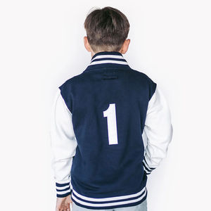 แจ็กเก็ตหนังขนสัตว์ปักลายสำหรับเด็กแจ็กเก็ตมหาวิทยาลัยออกแบบโลโก้ได้ตามต้องการ - Product Image 3