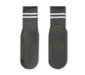Nouveau Chaussettes montantes mi-mollet à double barre pour homme et femme Grip antidérapant pour les sports d'intérieur Fitness Yoga Pilates-Sports & Fitness Yoga - Product Image 3