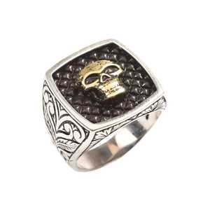 Men's 925 Sterling Silver <b>Skull</b> Arms Engraved Fashion <b>Ring</b> Classic Style with Claw Inlay Resizable Gift for Children - Product Image 2