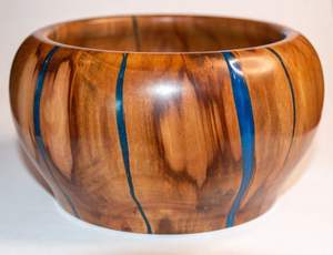 Cuenco de resina de madera tallado a mano artesanal hecho a mano moderno centro de mesa rústico elegante hogar cocina acento decorativo - Product Image 2