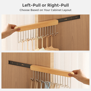 Perchero extraíble de madera con 8 ganchos, riel deslizante de haya y acero al carbono, silencioso, vertical, con logo personalizado, para <span class=keywords><strong>armario</strong></span>, venta al por mayor, OEM - Product Image 1