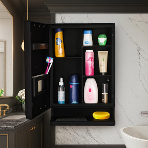 Parasnath ตู้ห้องน้ำสีดำใหม่พร้อมกระจกแข็งแรงและติดตั้งบนผนังด้วยโซลูชันการออกแบบที่ทันสมัย - Product Image 4