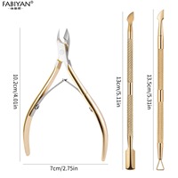 Ensemble de manucure en or 2/3/4 pièces, ciseaux à cuticules en acier inoxydable, pousse-cuticules, ciseaux pour peaux mortes, outils pour les ongles
