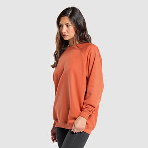 Vente en gros sweat-shirt épais et surdimensionné en coton vierge OEM sweat-shirt ras du cou vintage avec logo imprimé personnalisé pour femmes - Product Image 1