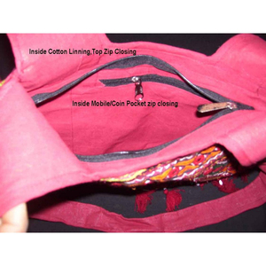 Bolso bandolera bordado tradicional con trabajo de espejo y borlas perfecto para estilo étnico y bohemio - Product Image 3