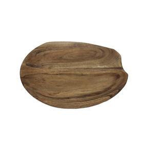 Plateau de service en bois naturel de forme ovale, plat et assiette finis bruns pour la maison et le restaurant faits à la main en vrac - Product Image 4
