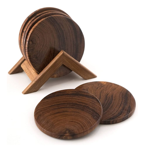 Dessous de verre en bois pour produits personnalisés Design rustique Vaisselle faite à la main article décoratif Dessous de verre en bois - Product Image 3