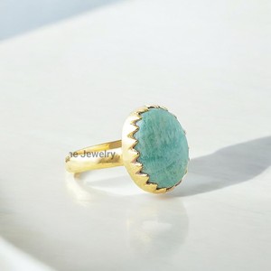 แหวนเงินสเตอร์ลิงประดับอัญมณีอเมซอนทำด้วยมือเครื่องประดับหินธรรมชาติที่มีการตั้งค่าฝาทอง925จากดีไซน์เนอร์ - Product Image 3