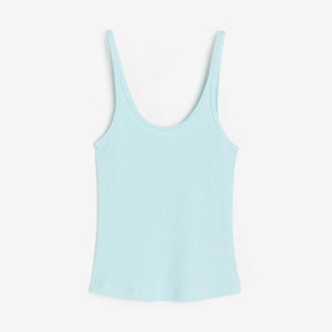 Top vente femmes 100% coton bleu glace couleur encolure dégagée sans manches haut d'été à vendre femmes gilets élégants - Product Image 5