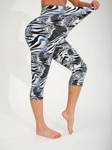 Legging haute élasticité pour femmes pour printemps été décontracté encre imprimé léopard Sexy Yoga pantalon sept parties mince crayon taille élastique - Product Image 2