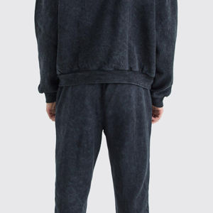 Survêtement à capuche pour hommes, survêtement délavé à l'acide avec motif solide imprimé, technique de jogging écologique 2026 - Product Image 6